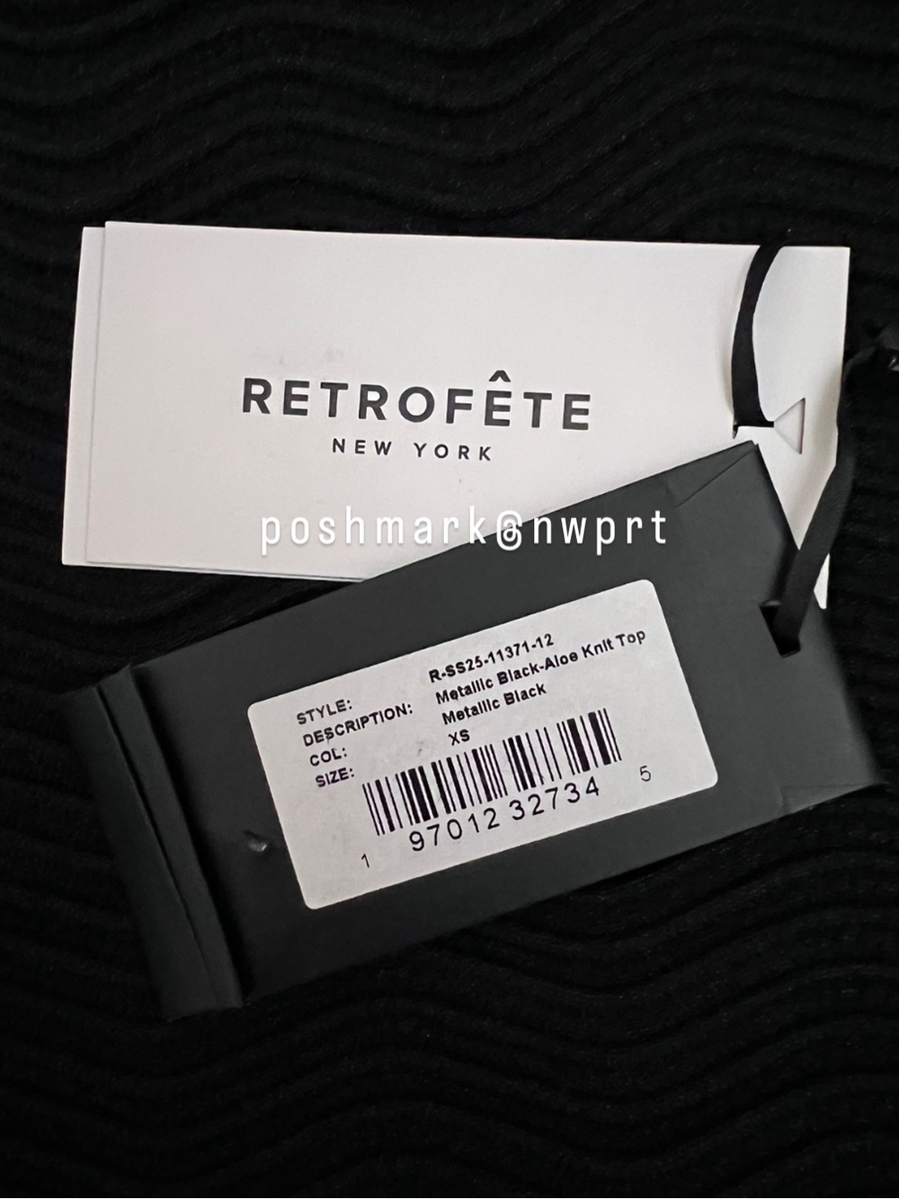 RETROFETE Aloe Knit Tank Top Crop Shirt Metallic Black XS - Picture 10 of 15